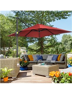 Outsunny 2.5x2.5m Patio Offset Parasol Umbrella Cantilever, Wine Red 84D-051V00WR 2