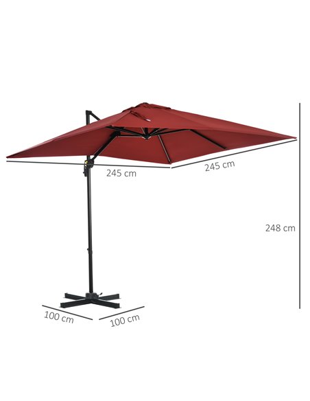 Outsunny 2.5x2.5m Patio Offset Parasol Umbrella Cantilever Hanging Aluminium Sun Shade Canopy Shelter 360°Rotation w/Crank Handl - pic 54785 | FastDaddyshop