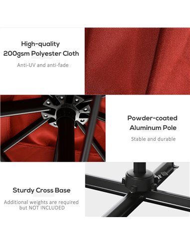Outsunny 2.5x2.5m Patio Offset Parasol Umbrella Cantilever Hanging Aluminium Sun Shade Canopy Shelter 360°Rotation w/Crank Handl