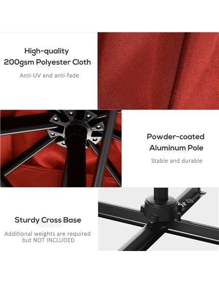 Outsunny 2.5x2.5m Patio Offset Parasol Umbrella Cantilever Hanging Aluminium Sun Shade Canopy Shelter 360°Rotation w/Crank Handl - pic 54789 | FastDaddyshop