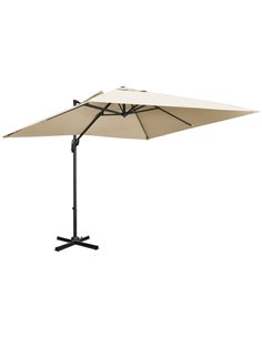 Outsunny 2.7 x 2.7 m Cantilever Parasol, Square Umbrella, Cream White 84D-120V00CW