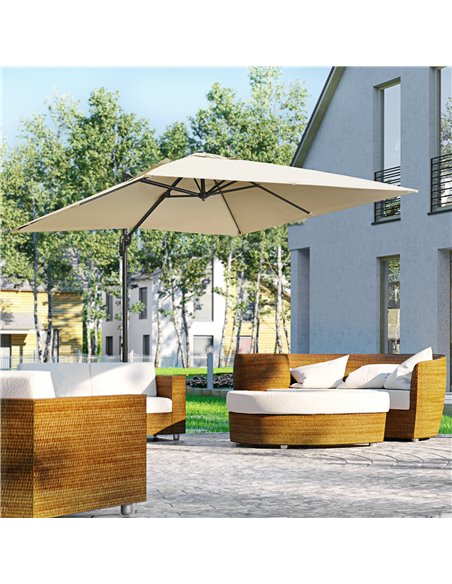 Outsunny 2.7 x 2.7 m Cantilever Parasol, Square Umbrella, Cream White 84D-120V00CW - pic 54793 | FastDaddyshop