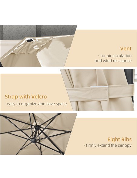 Outsunny 2.7 x 2.7 m Cantilever Parasol, Square Overhanging Umbrella with Cross Base, Crank Handle, Tilt, 360° Rotation, Alumini - pic 54797 | FastDaddyshop