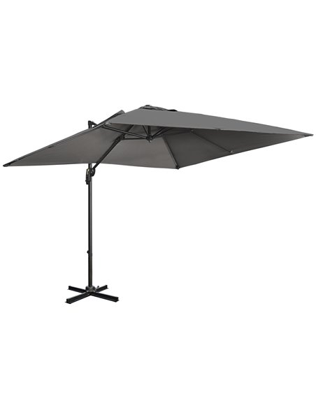 Outsunny 2.7 x 2.7 m Cantilever Parasol, Square Umbrella, Dark Grey 84D-120V00CG - pic 54801 | FastDaddyshop