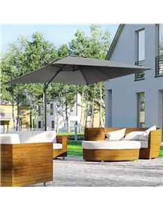 Outsunny 2.7 x 2.7 m Cantilever Parasol, Square Umbrella, Dark Grey 84D-120V00CG 2