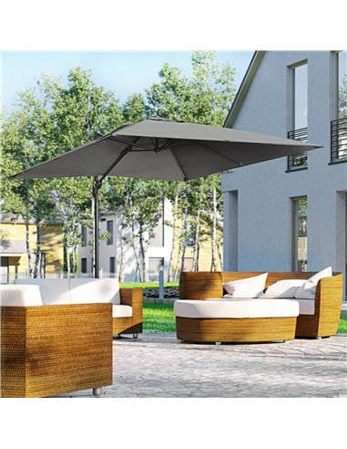 Outsunny 2.7 x 2.7 m Cantilever Parasol, Square Umbrella, Dark Grey 84D-120V00CG