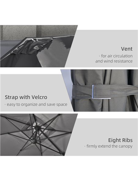 Outsunny 2.7 x 2.7 m Cantilever Parasol, Square Overhanging Umbrella with Cross Base, Crank Handle, Tilt, 360° Rotation and Alum - pic 54806 | FastDaddyshop