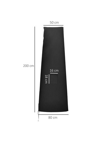 Outsunny Garden Parasol Cover Waterproof Outdoor Cantilever Banana Umbrella Protector 300D Oxford Fabric 200 x 50/80 cm 84C-098V