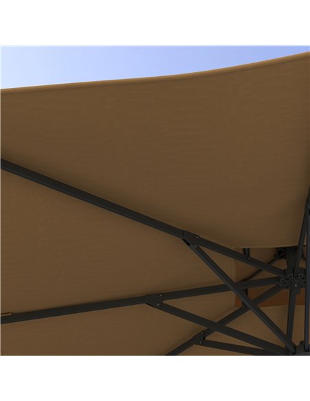 Outsunny Garden Parasol, 3(m) Cantilever Parasol with Hydraulic Mechanism, Dual Vented Top, 8 Ribs, Cross Base, Khaki 84D-322V00 - pic 54844 | FastDaddyshop