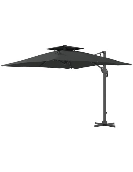 Outsunny 3(m) Garden Cantilever Parasol, Grey 84D-322V00CG - pic 54846 | FastDaddyshop