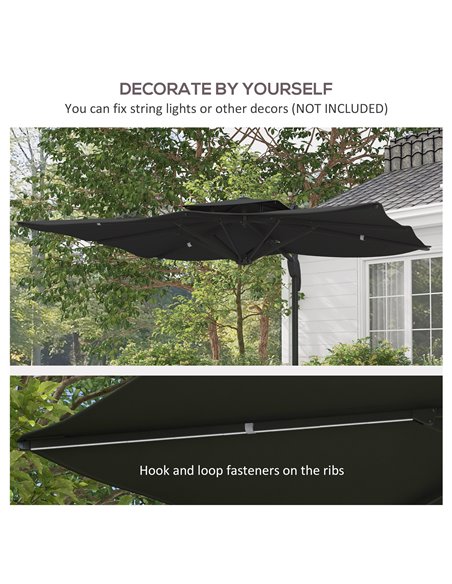 Outsunny Garden Parasol, 3(m) Cantilever Parasol with Hydraulic Mechanism, Dual Vented Top, 8 Ribs, Cross Base, Grey 84D-322V00C - pic 54852 | FastDaddyshop