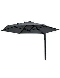 Outsunny Wall Mounted Parasol, Hand to Push Patio Umbrella, Dark Grey 84D-210V00CG