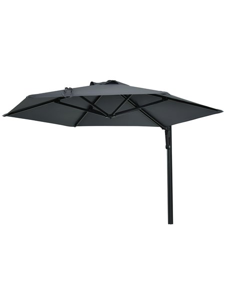 Outsunny Wall Mounted Parasol, Hand to Push Patio Umbrella, Dark Grey 84D-210V00CG - pic 54855 | FastDaddyshop