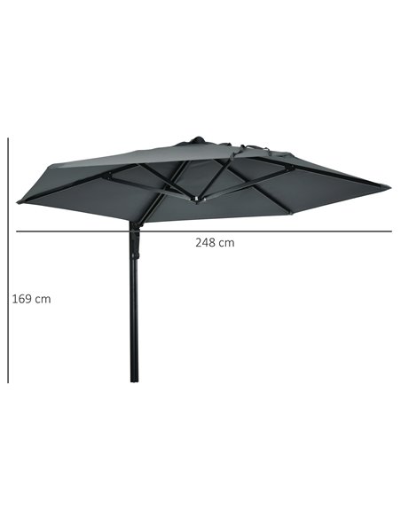 Outsunny Wall Mounted Parasol, Hand to Push Outdoor Patio Umbrella with 180 Degree Rotatable Canopy for Porch, Deck, Garden, 250 - pic 54857 | FastDaddyshop