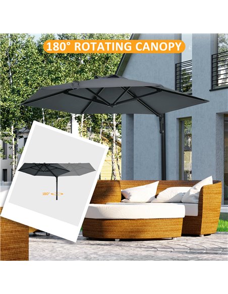 Outsunny Wall Mounted Parasol, Hand to Push Outdoor Patio Umbrella with 180 Degree Rotatable Canopy for Porch, Deck, Garden, 250 - pic 54858 | FastDaddyshop