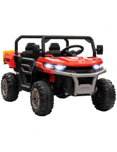 Homcom 3+ Two-Seater Kids Electric Ride-On Car 12V with Electric Bucket, Remote Control - Red