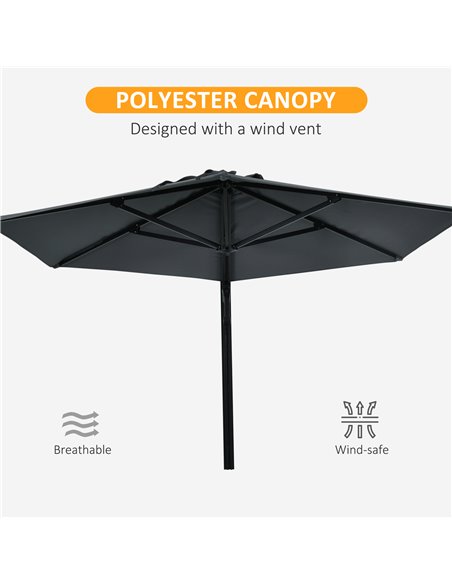 Outsunny Wall Mounted Parasol, Hand to Push Outdoor Patio Umbrella with 180 Degree Rotatable Canopy for Porch, Deck, Garden, 250 - pic 54860 | FastDaddyshop