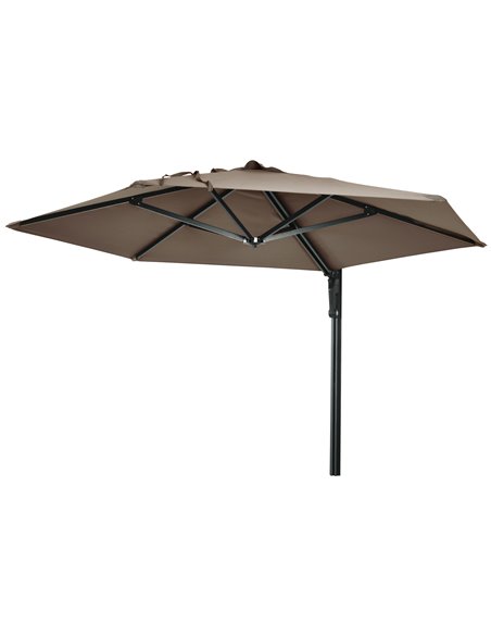 Outsunny Wall Mounted Parasol, Hand to Push Patio Umbrella, Khaki 84D-210V00KK - pic 54864 | FastDaddyshop