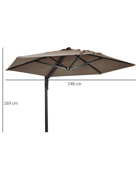 Outsunny Wall Mounted Parasol, Hand to Push Outdoor Patio Umbrella with 180 Degree Rotatable Canopy for Porch, Deck, Garden, 250 - pic 54866 | FastDaddyshop