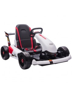 Homcom 4+ Electric Go Kart 12V with Adjustable Footrest, Reversing Steering Wheel, 2 Speeds, White