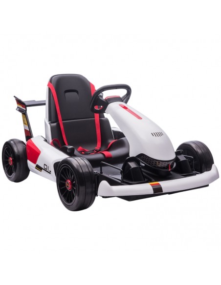 Homcom 4+ Electric Go Kart 12V with Adjustable Footrest, Reversing Steering Wheel, 2 Speeds, White - pic 5487 | FastDaddyshop