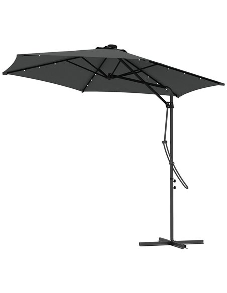 Outsunny 3(m) Garden Parasol Cantilever Umbrella with Solar LED, Dark Grey 84D-266V00CG - pic 54873 | FastDaddyshop