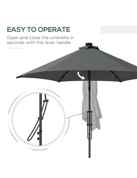 Outsunny 3(m) Garden Parasol Cantilever Umbrella with Solar LED, Cross Base and Waterproof Cover, Dark Grey 84D-266V00CG - pic 54876 | FastDaddyshop