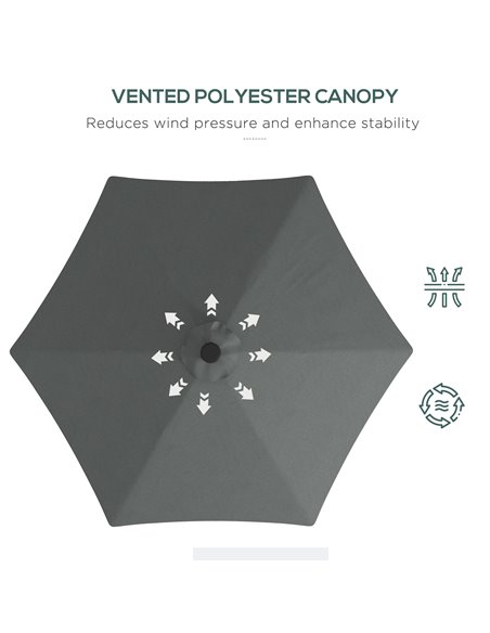 Outsunny 3(m) Garden Parasol Cantilever Umbrella with Solar LED, Cross Base and Waterproof Cover, Dark Grey 84D-266V00CG - pic 54878 | FastDaddyshop