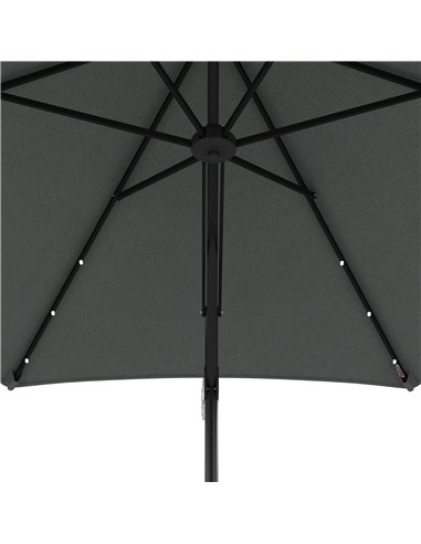 Outsunny 3(m) Garden Parasol Cantilever Umbrella with Solar LED, Cross Base and Waterproof Cover, Dark Grey 84D-266V00CG