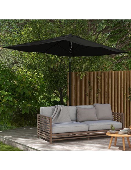 Outsunny 2 x 3(m) Garden Rectangular Parasol Umbrella, Black 84D-158V01BK - pic 54883 | FastDaddyshop