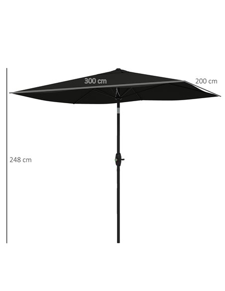 Outsunny 2 x 3(m) Garden Parasol Umbrella, Rectangular Outdoor Market Umbrella Sun Shade with Crank & Push Button Tilt, 6 Ribs,  - pic 54884 | FastDaddyshop