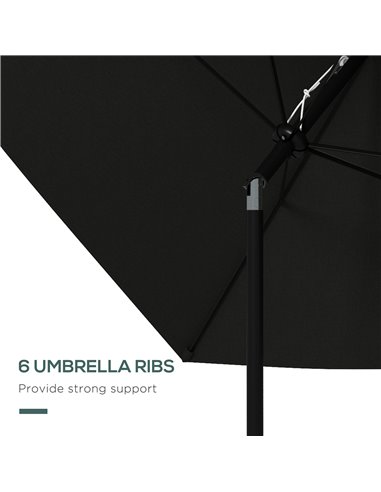 Outsunny 2 x 3(m) Garden Parasol Umbrella, Rectangular Outdoor Market Umbrella Sun Shade with Crank & Push Button Tilt, 6 Ribs, 