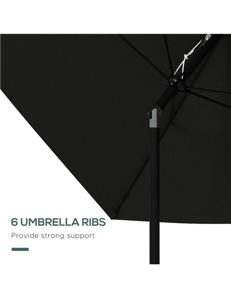 Outsunny 2 x 3(m) Garden Parasol Umbrella, Rectangular Outdoor Market Umbrella Sun Shade with Crank & Push Button Tilt, 6 Ribs,  - pic 54887 | FastDaddyshop