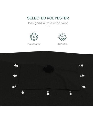 Outsunny 2 x 3(m) Garden Parasol Umbrella, Rectangular Outdoor Market Umbrella Sun Shade with Crank & Push Button Tilt, 6 Ribs, 