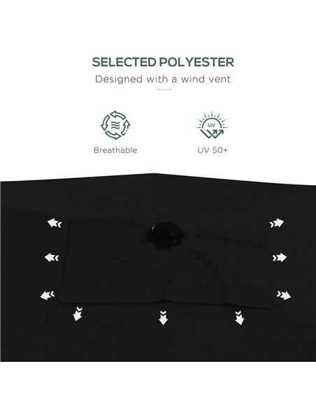 Outsunny 2 x 3(m) Garden Parasol Umbrella, Rectangular Outdoor Market Umbrella Sun Shade with Crank & Push Button Tilt, 6 Ribs,  - pic 54888 | FastDaddyshop