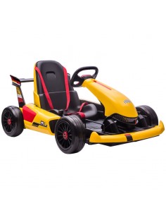 Homcom 4+ Electric Go Kart 12V with Adjustable Footrest, Reversing Steering Wheel, 2 Speeds, Yellow