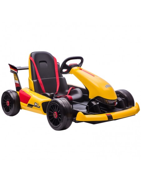 Homcom 4+ Electric Go Kart 12V with Adjustable Footrest, Reversing Steering Wheel, 2 Speeds, Yellow - pic 5489 | FastDaddyshop