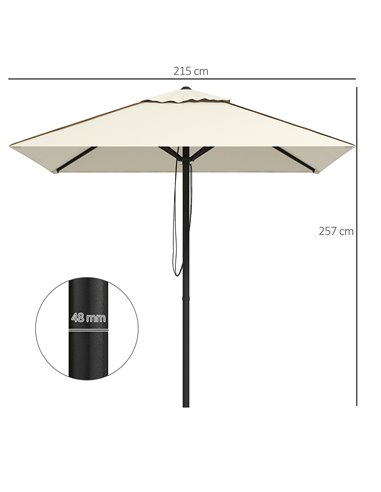 Outsunny Garden Market Parasol, Patio Umbrella with Vent, Sun Shade Canopy with Piping Side, Table Compatible, Beige 84D-301V00B