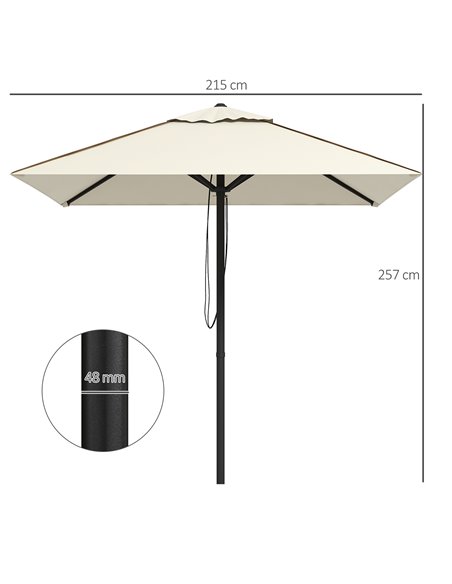 Outsunny Garden Market Parasol, Patio Umbrella with Vent, Sun Shade Canopy with Piping Side, Table Compatible, Beige 84D-301V00B - pic 54893 | FastDaddyshop