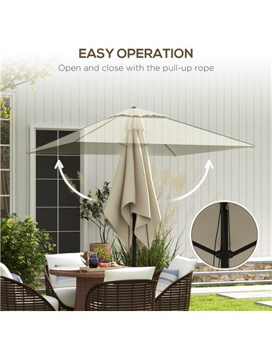 Outsunny Garden Market Parasol, Patio Umbrella with Vent, Sun Shade Canopy with Piping Side, Table Compatible, Beige 84D-301V00B