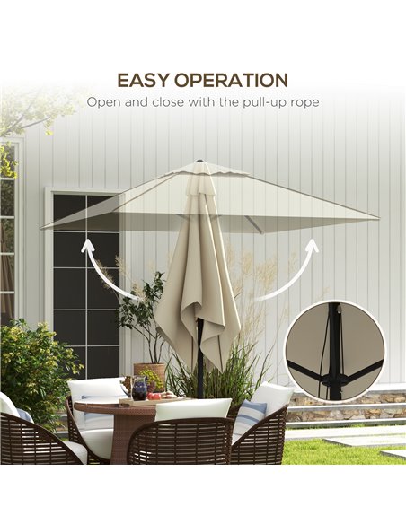 Outsunny Garden Market Parasol, Patio Umbrella with Vent, Sun Shade Canopy with Piping Side, Table Compatible, Beige 84D-301V00B - pic 54894 | FastDaddyshop