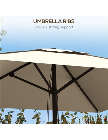 Outsunny Garden Market Parasol, Patio Umbrella with Vent, Sun Shade Canopy with Piping Side, Table Compatible, Beige 84D-301V00B