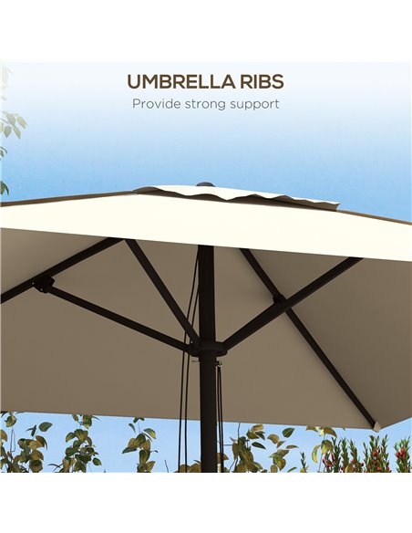 Outsunny Garden Market Parasol, Patio Umbrella with Vent, Sun Shade Canopy with Piping Side, Table Compatible, Beige 84D-301V00B - pic 54896 | FastDaddyshop