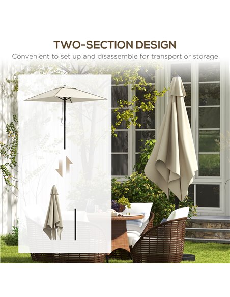 Outsunny Garden Market Parasol, Patio Umbrella with Vent, Sun Shade Canopy with Piping Side, Table Compatible, Beige 84D-301V00B - pic 54897 | FastDaddyshop