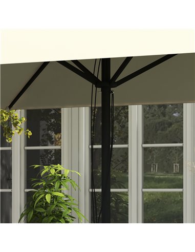 Outsunny Garden Market Parasol, Patio Umbrella with Vent, Sun Shade Canopy with Piping Side, Table Compatible, Beige 84D-301V00B