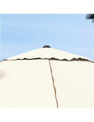 Outsunny Garden Market Parasol, Patio Umbrella with Vent, Sun Shade Canopy with Piping Side, Table Compatible, Beige 84D-301V00B