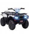 Homcom 3+ Kids Quad Bike ATV 12V with Forward Reverse Functions, Music, LED Headlights, White