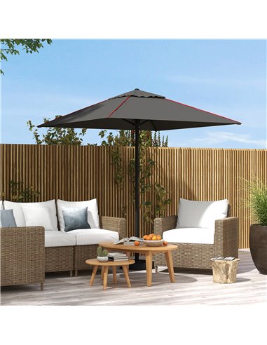 Outsunny Garden Parasol Umbrella with Air Vent, Grey 84D-301V00CG
