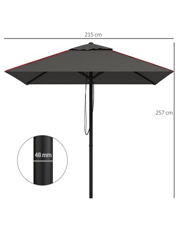 Outsunny Garden Parasol Umbrella with Air Vent, Outdoor Market Table Sunshade Canopy with Decorative Edging, Grey 84D-301V00CG