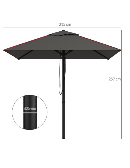 Outsunny Garden Parasol Umbrella with Air Vent, Outdoor Market Table Sunshade Canopy with Decorative Edging, Grey 84D-301V00CG - pic 54902 | FastDaddyshop